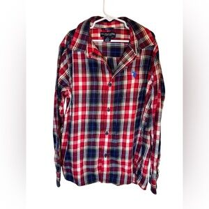 💥U.S. Polo Assn. Red and Blue Plaid Button Down Shirt Size 10/12